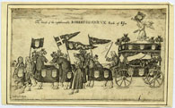 Funeral hearse of Robert Devereux, 3rd Earl of Essex, published by Peter
                    Stent, 1646