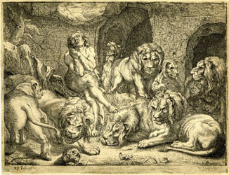 Robert Streater: Daniel in the lion's den, after Rubens. c.1650-80