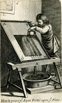 Pouring aqua fortis on the plate