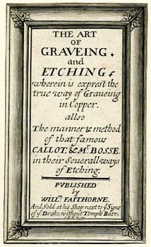 William Faithorne: title-page to The Art of Graveing and Etching (London,
                    1662)